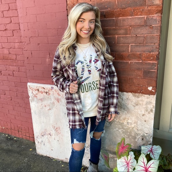 2X & 3X Red & Green Christmas Plaid Flannel / Shacket - Picture 8 of 10